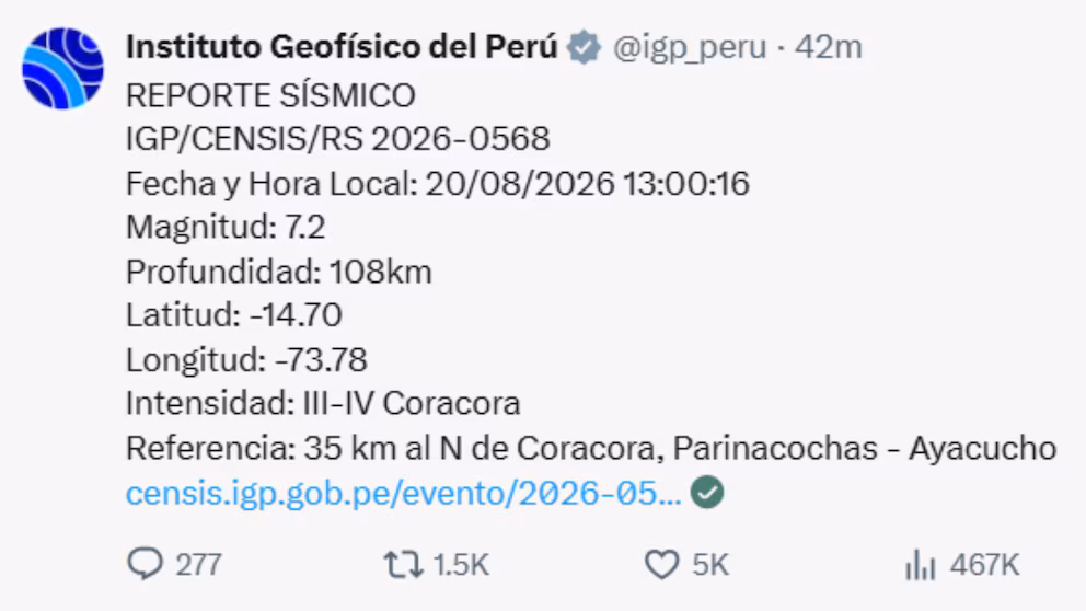 Sismo en Ayacucho